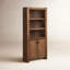 Bibliothèque quotidienne en bois rustique avec portes, tablettes de bibliothèque, centre de rangement, entièrement assemblée, brun