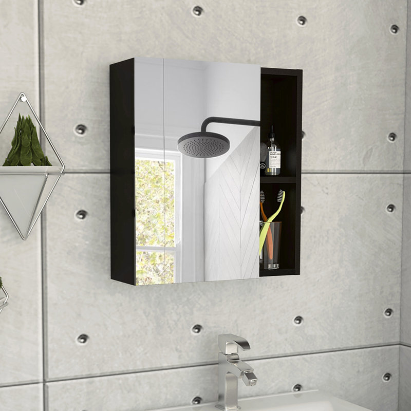 Pharmacie Carlisa avec miroir, cinq tablettes internes, une porte