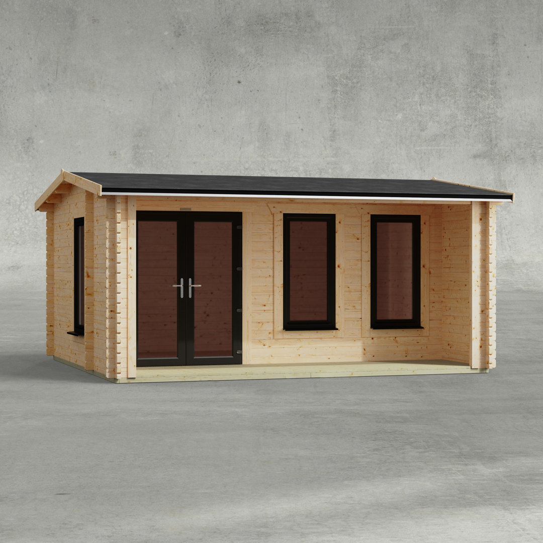 Powersheds 16 x 12ft Apex Snug Log Cabin, Doors the the Left - 44mm