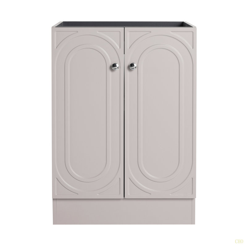 Meuble-lavabo autoportant 24 po et 2 portes d'armoire à fermeture en douceur (emballage KD) - sans le lavabo, Kaki, 24"