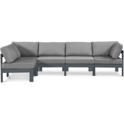 Pacita 120'' Wide Aluminum Patio Sectional with Cushions
