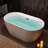 59" x 31.5" Freestanding Acrylic Double Ended Bathtub with Wide Rim, - Available in Glossy White/Black, with 5 Finish Options for Trim-100481075-94318961