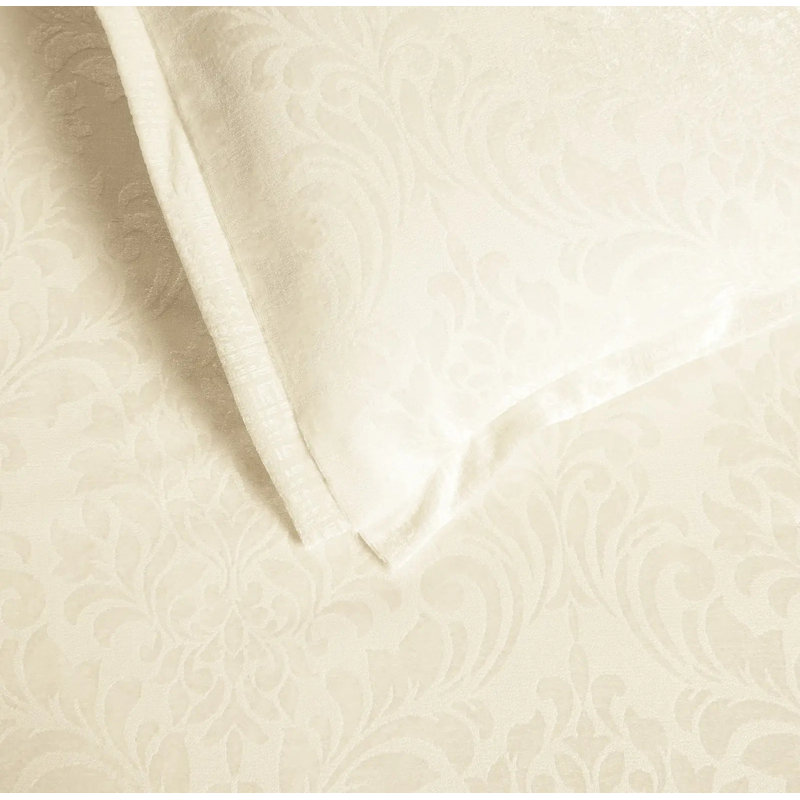 Polyester Floral Bedspread with Pillow Shams, Cream, Kingsize Bedspread + 2 Standard Shams