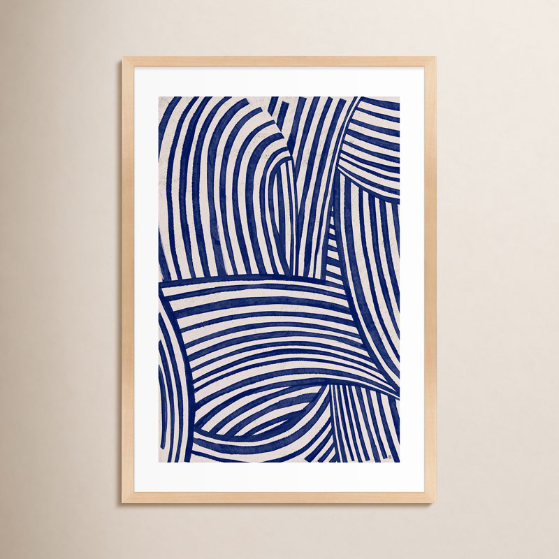 Blue Waves 1 by Marco Marella for Studio M - Framed Wall Art, Maple Framed, 21" W x 30" H 