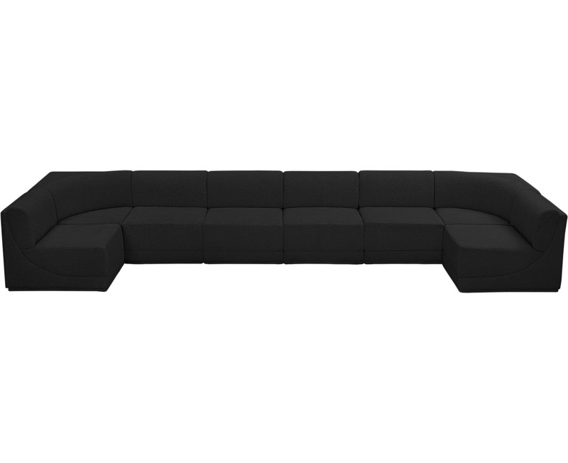 Canapé modulaire rembourré 8 pièces Ollie, Tissu bouclé noir