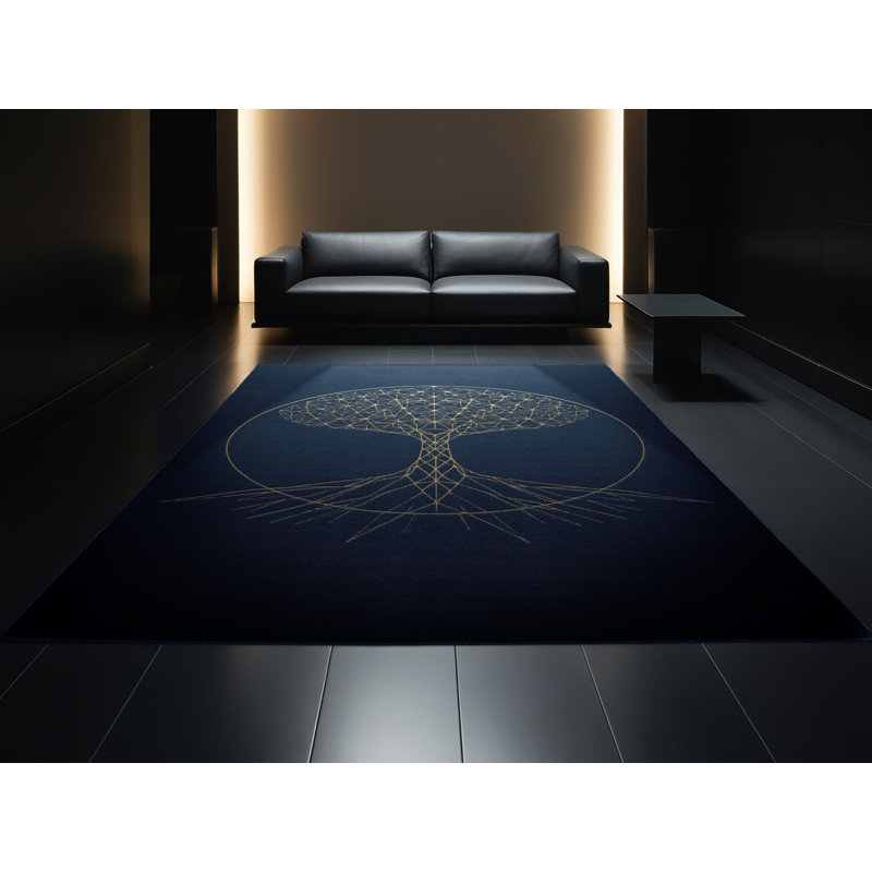 Tapis bleu doux et moelleux à motif géométrique Pitkin, 4 x 2