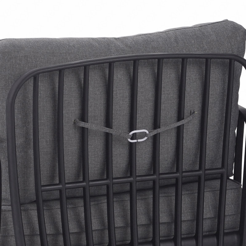 Ensemble de conversation pour patio 3 pièces, ensemble de mobilier modulaire d'extérieur moderne avec table basse carrée, coussin épais et imperméable pour porche, balcon, gris clair