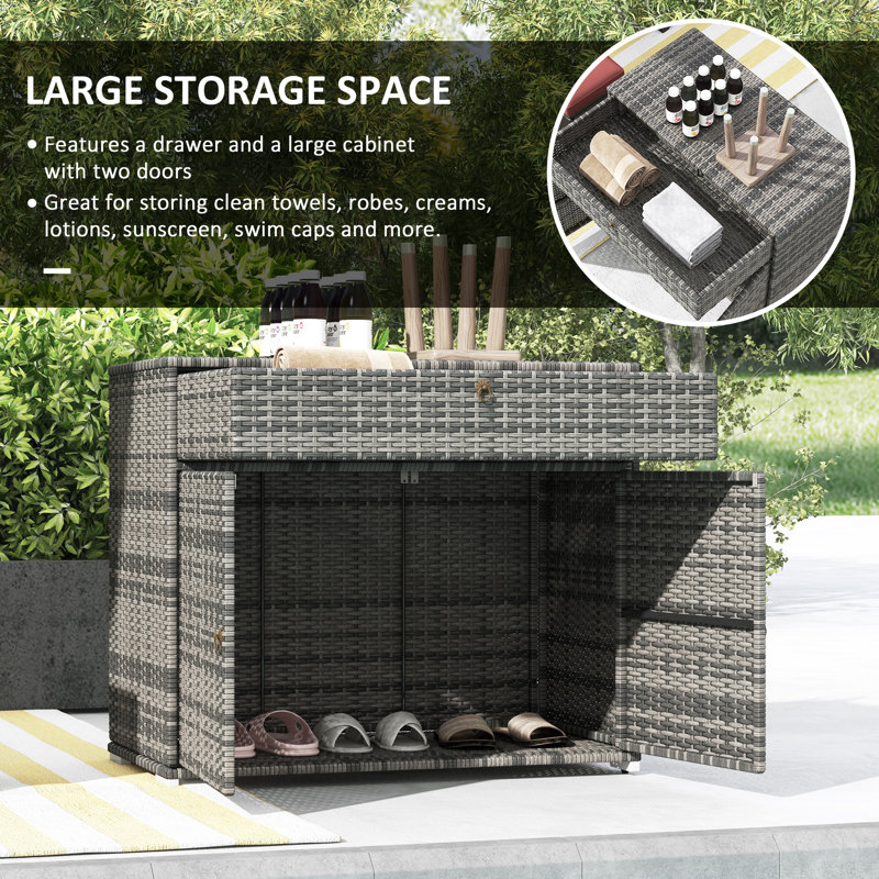 Outdoor Towel Rack & Pool Toy Cabinet