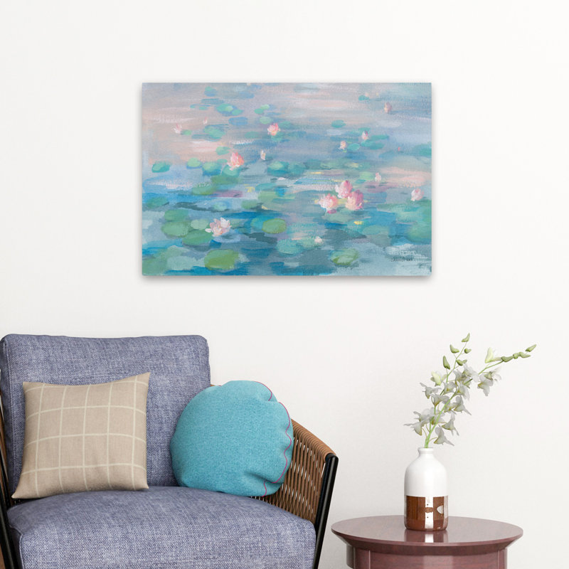 Abstrait - nénuphar au lever du soleil, H 16 po x l 24 po