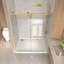 Porte de douche coulissante sans cadre de 56 à 60 po x 76 po, verre trempé transparent de 5/16 po (8 mm), cadre en acier inoxydable, or brossé