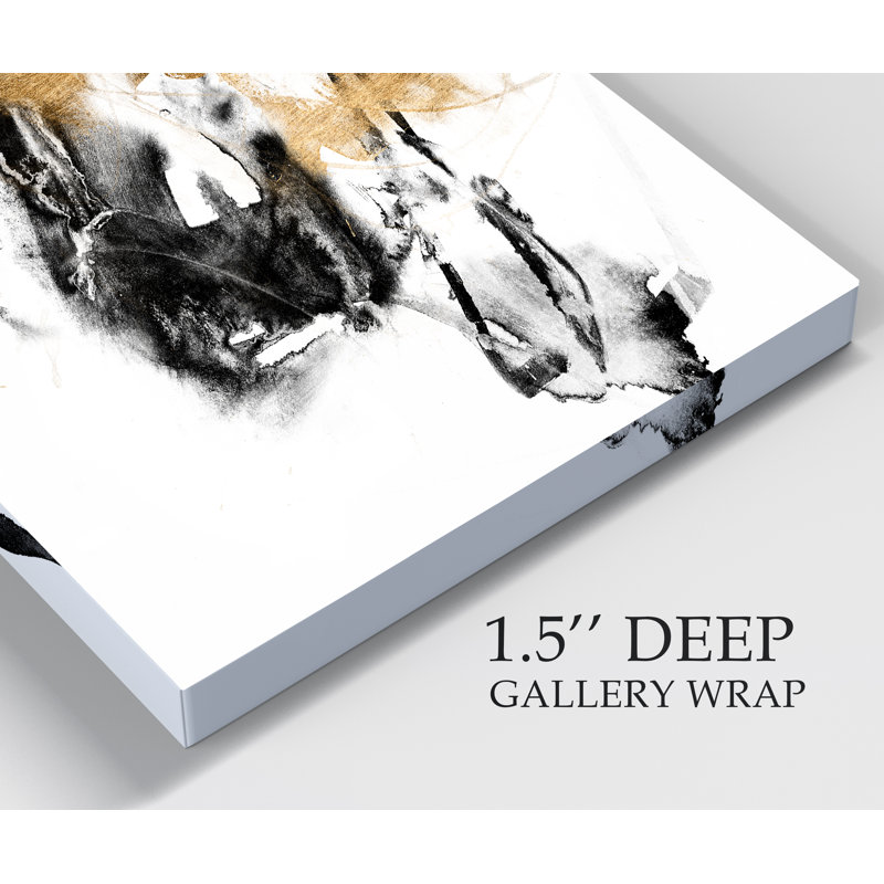 «Black / Gold Splash II», reproduction, H 12 po x l 8 po x P 1 po, Toile tendue