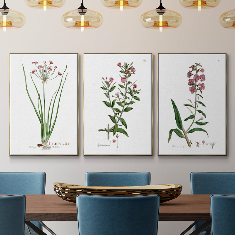 " Rose Botanical I " 3 - Pieces, H 40 po x l 90 po x P 2 po, Or