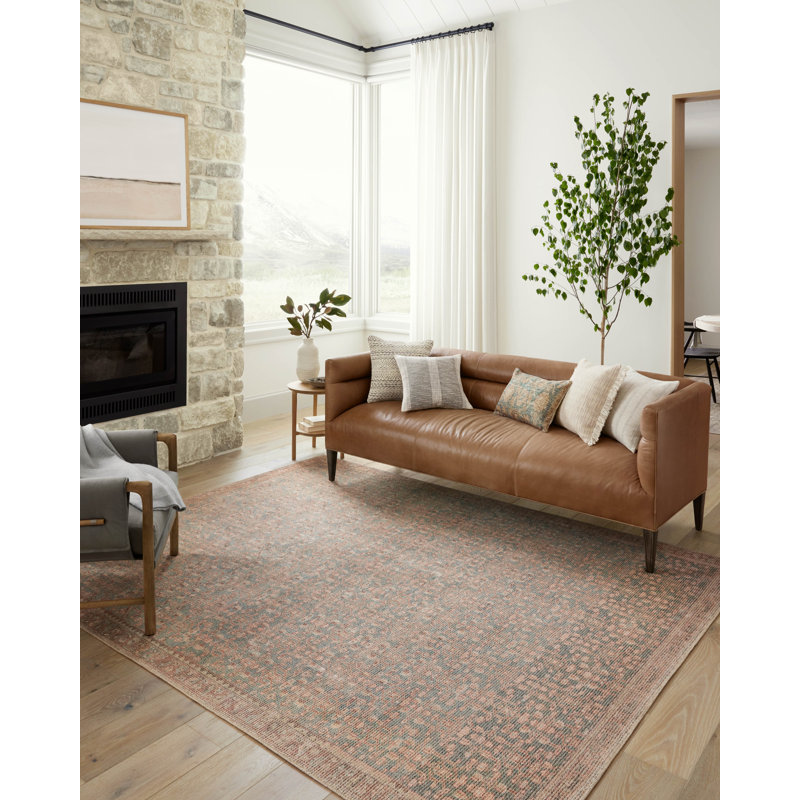 Tapis bleu / terre cuite Angela Rose x Loloi Aubrey, Rectangle 5 pi x 7 pi