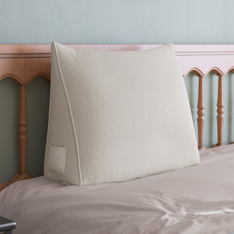 Cotton Linen Sofa Back Support Wedge Pillow Decorative Bed Throw Pillow, White Compression, White