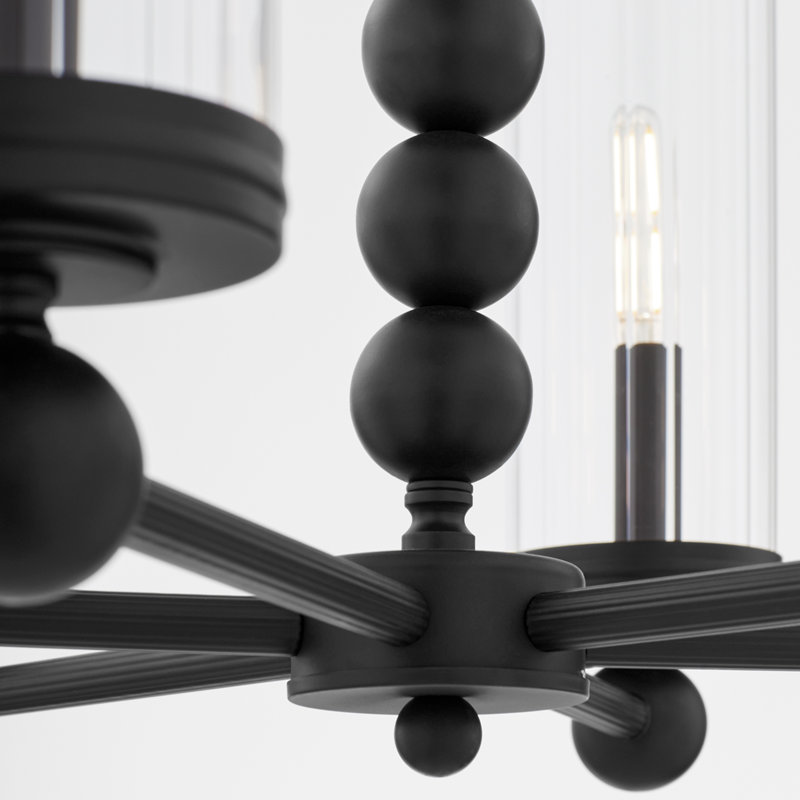 Lustre en verre 6 lumières LEE Boulevard, Matte Black