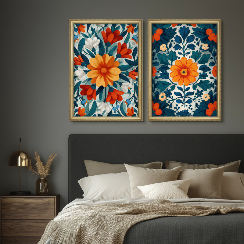 "Bold Folk", ensemble de 2 reproductions d'art encadrées botaniques encadrées 26 "x 36"