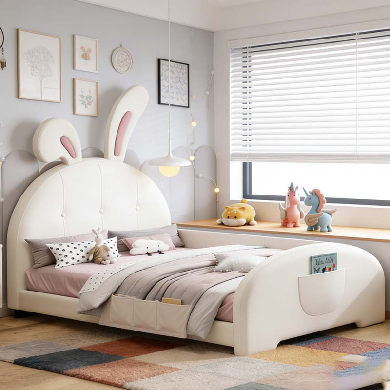 Lit princesse rembourré en forme de lapin, Blanc