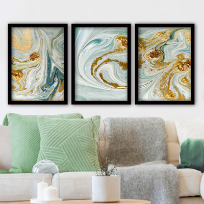 Stunning 3-Piece Decorative Framed Painting Set, 13.8 x 17.7 inches | 100% MDF with 2 cm Thickness, Durable Plastic Frame | Perfect for Home, Office, or Gallery Wall Decor | Unique Art by Anonymous Artist
