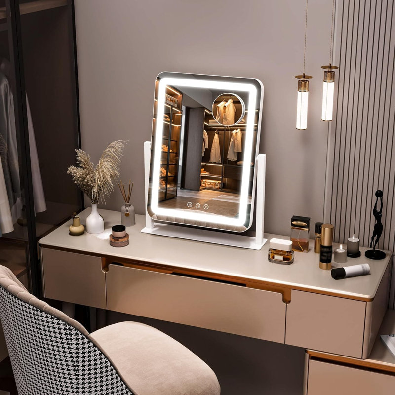 Miroir de salle de bain DEL, Blanc