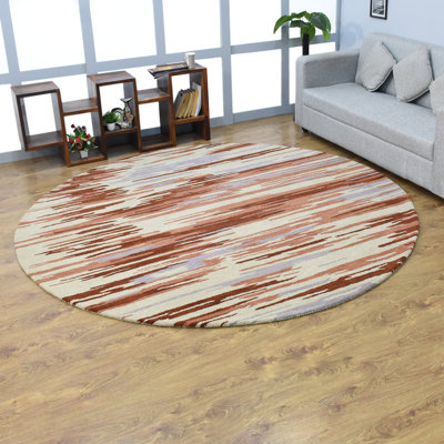 Osawatomie HAND TUFTED WOOL ECO-FRIENDLY AREA RUGS - Round | Multicolor | Abstract Design | living room decor