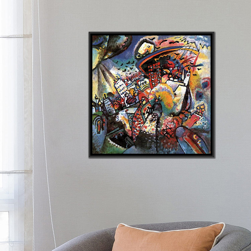 "Moscow II" par Wassily Kandinsky, impression sur toile, H 18 po x l 18 po x p 1,5 po, Toile avec cadre noir, Pas de tapis