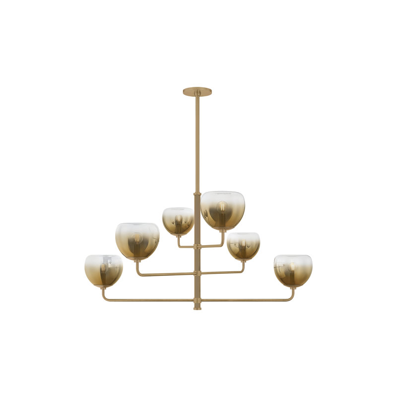Lustre en laiton patiné Troy Lighting August, Six lumières, H 17,25 po x l 34 po x P 34 po