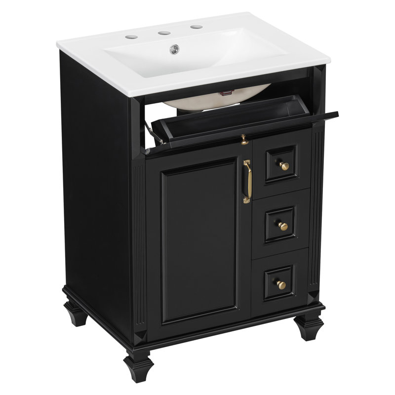 Meuble-lavabo 24 po avec lavabo, Noir