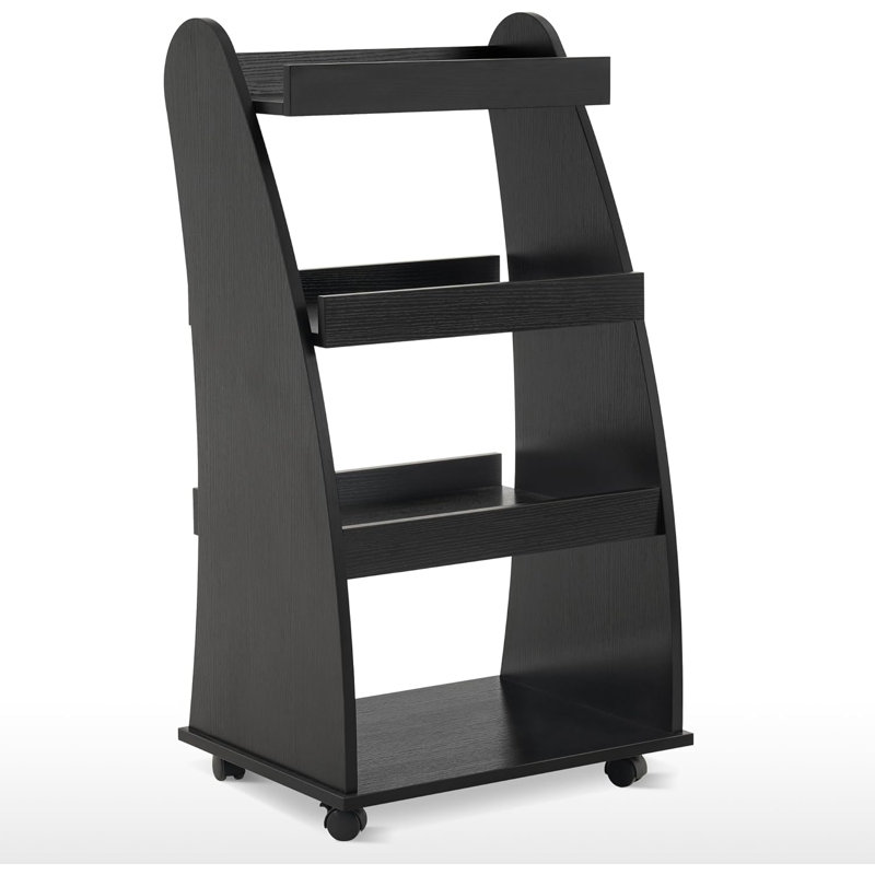 Atziri 38.2”H X 20.5”W 4-Tier Book Cart with Lockable Wheels, Black