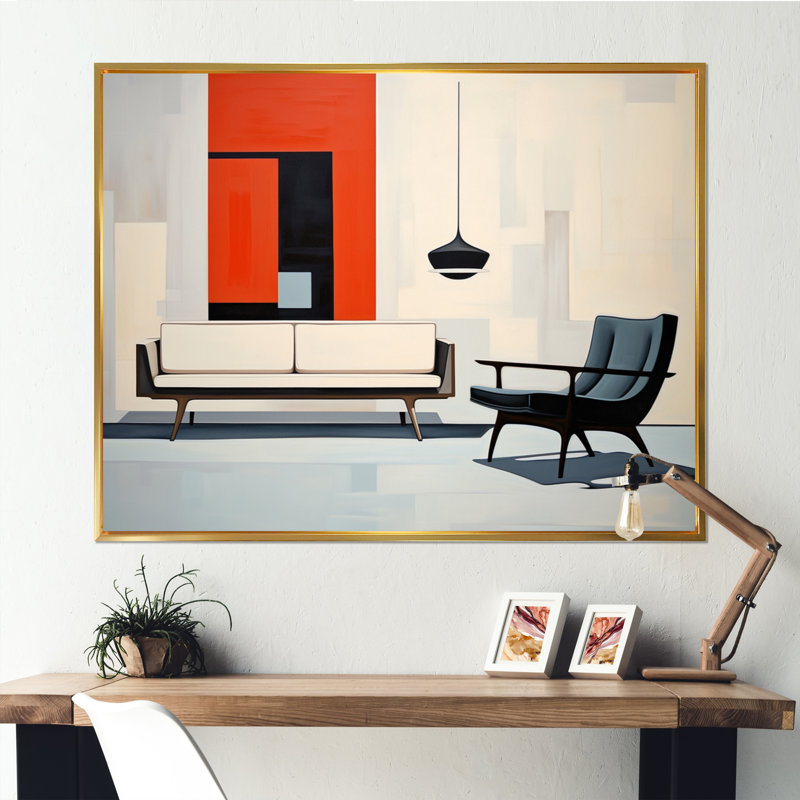 Jalante Mid Century Sleek Silhouettes II, reproduction d'art sur toile, H 34 po x l 44 po x P 1,5 po, Cadre flottant doré