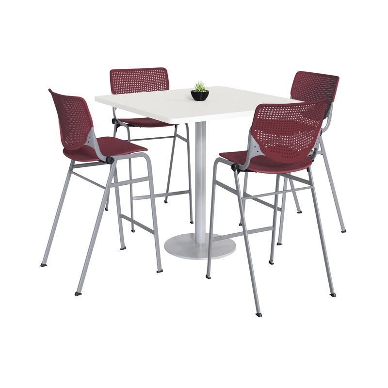 Ensemble de table de salle à manger et chaise Kool L 42 po, H 41 po x L 42 po x l 42 po, Bourgogne, Blanc