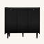 Buffet de cuisine noir avec grand espace de rangement ouvert, 2 tiroirs et armoire fermée, multi-usage pour salle à manger / bureau / salon, panneau de fibres à densité moyenne de haute qualité, assemblage facile-551229166