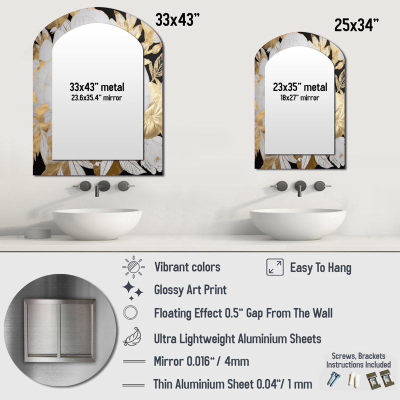 Miroir décoratif sur métal Exquis, 34 po x 25 po