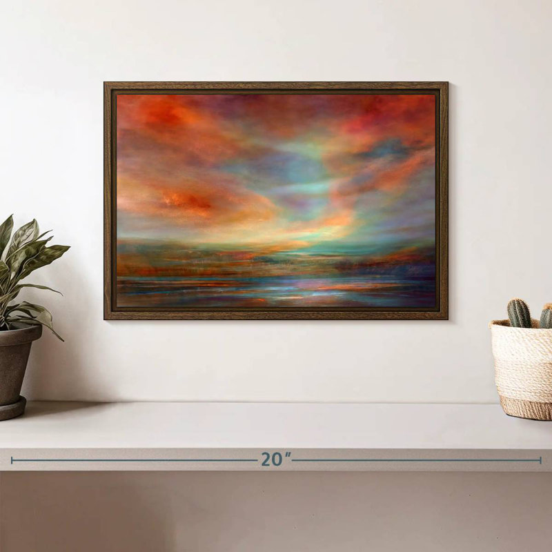 Far Away III, 37 po x 25 po, Cadre flottant noyer