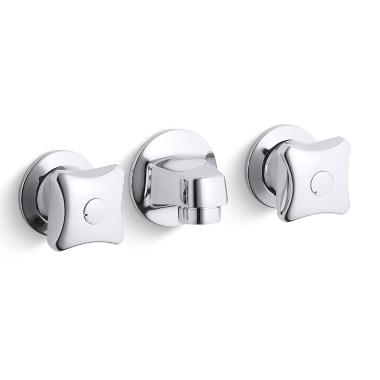 Triton Shelf-Back Commercial Bathroom Sink Faucet with Grid Drain and Standard Handles
