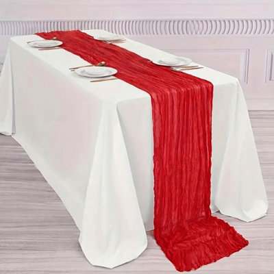 6 Pcs Red Cheesecloth Table Runners Boho Cheese Cloths Gauze Fabric Table Runners for Wedding Birthday Party Baby Shower Holiday Home