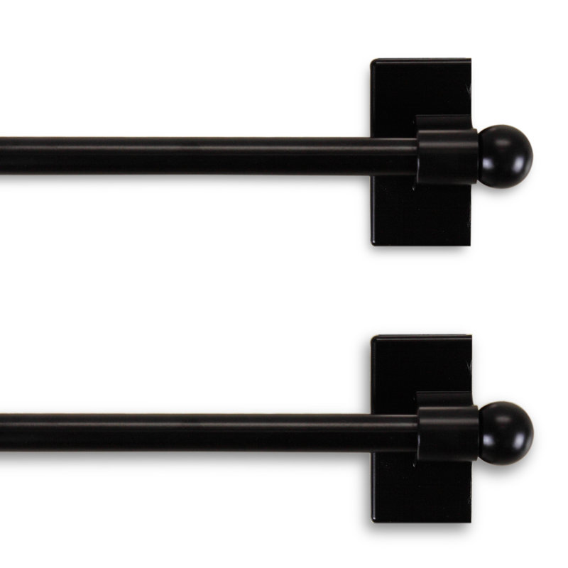 Tringle à rideaux magnétique réglable Darold, Noir, 9" - 16"