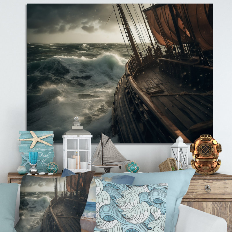 «Ship in the Middle of a Storm III», reproduction sur toile, H 12 po x l 20 po x P 1 po, Toile tendue