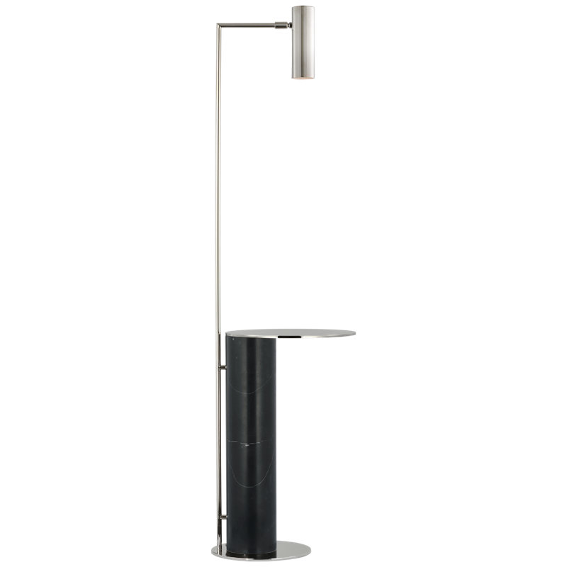 Alma Tray Table Floor Lamp, Polished Nickel/Black Marble