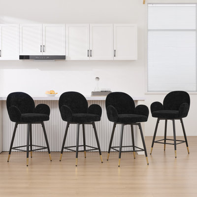 26" Swivel Upholstered Counter&Bar Stool With Metal Frame