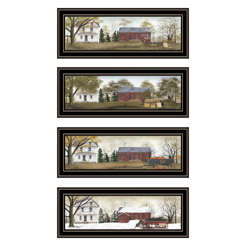 «Trendy Decor 4U», 4 pièces, vignettes, quatre saisons, maisons d'art encadrées pour salon, chambre à coucher, impression murale pour décoration intérieure par Billy Jacobs