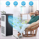 8,000 Btus Portable Air Conditioner - 3-in-1 Ac Unit Cools 350 Sq.ft, 50db Ultra Quiet, With Dehumidifier, Fan, Cool, 24-hour Timer Mode, Window Kit & Remote, Black Top