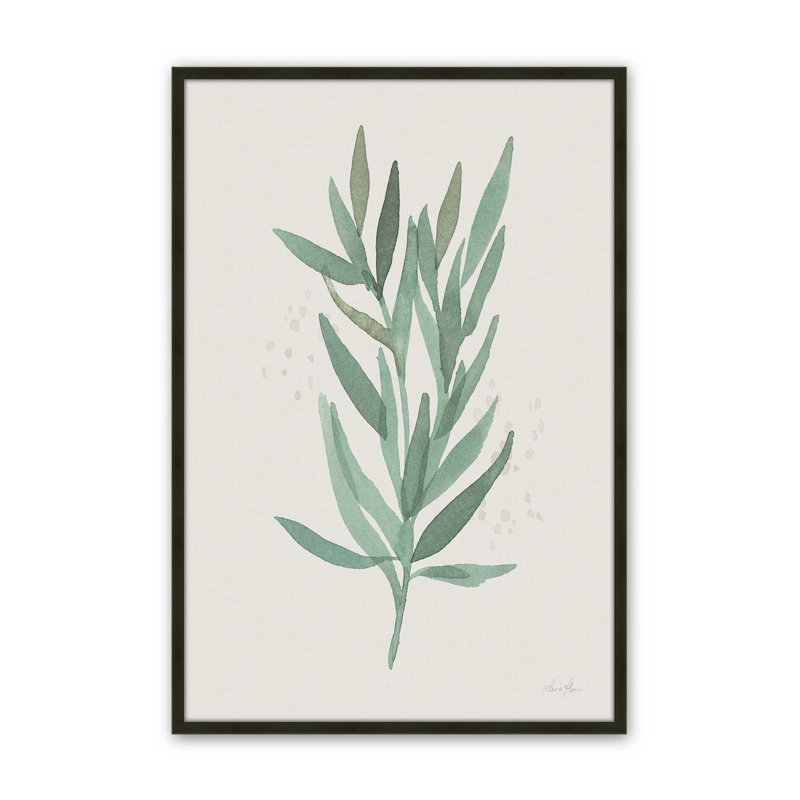 Imprimé «Green Leaf Impressions II», H 21 po x l 17 po, Cadre d'angle ouvert noir satiné
