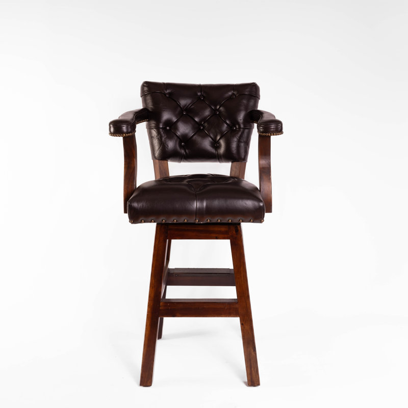 Trophy Tufted, Dark Brown, Counter Stool (26" Seat Height)