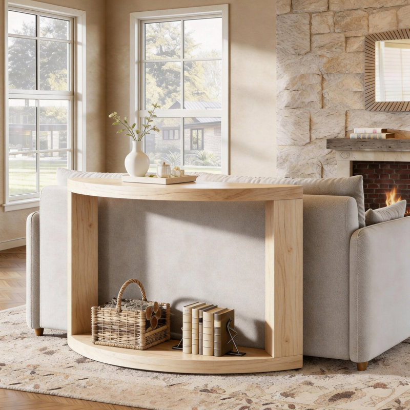 Console de style moderne en bois massif., H 31,5 po x l 62,9 po x P 11,8 po