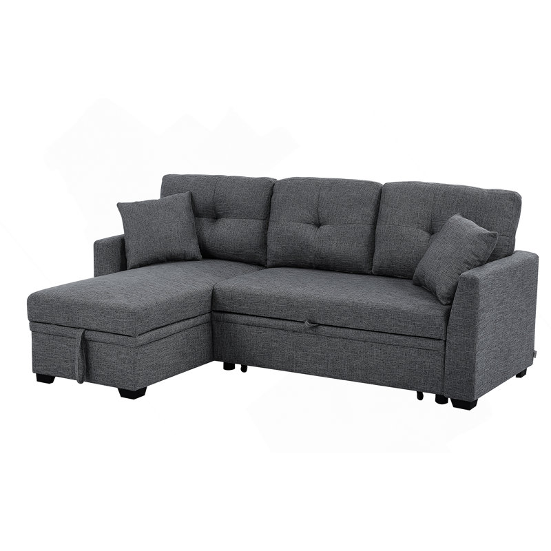 Pull-Out Sofa Bed, Gray Polyester
