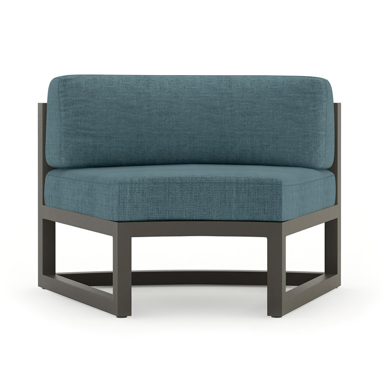 Avion Curve Seat - Black, Cast Lagoon Sunbrella® Plainweave, Slate
