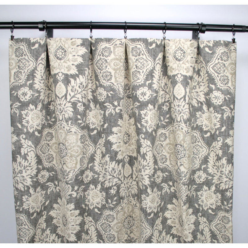 Cotton Room Darkening Curtain Pair, 50" W x 40" L, Charcoal Gray/Beige