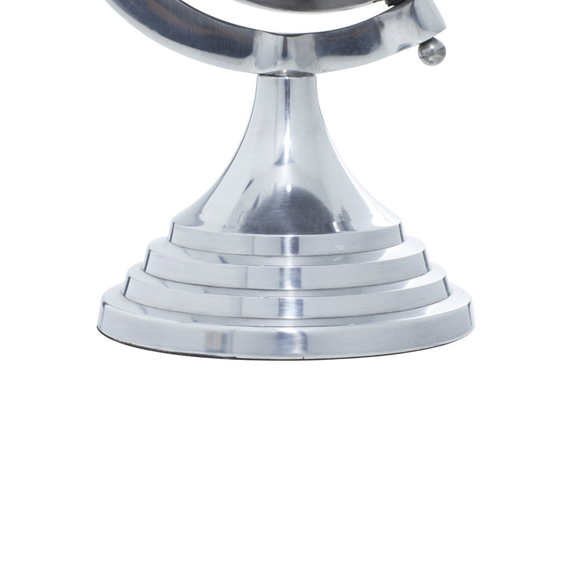 Aluminum Metal World Map Airplane Educational/Geographic Earth Silver Globe