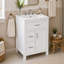 Meuble-lavabo de 24 po avec lavabo en céramique, structure en bois massif avec armoire en bois aggloméré, armoire de rangement de salle de bain avec 1 porte, tiroir rabattable et 2 tiroirs, charnières à fermeture en douceur, tablette réglable, poignées argentées