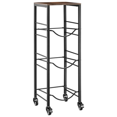 Porte-bidon à eau, support à 4 bouteilles d'eau à 3 niveaux et à 5 gallons pour 3 bouteilles, support à cruche robuste avec tablette de rangement et roulettes, pour la cuisine, le bureau, le salon, noir et brun